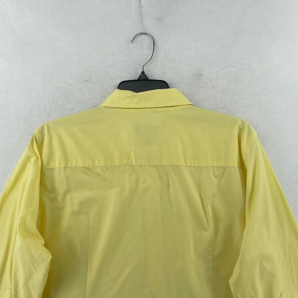 Kirkland Shirt Women's Sz XL Yellow Button-Up Collared 3/4 Sleeves Curved Hem - Picture 8 of 11